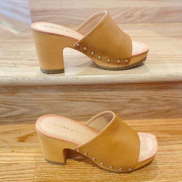 NWOT/B Madden Girl Tan Camerron Platforms Clogs Open Toes Sandal heels 7.5us - Picture 8 of 8
